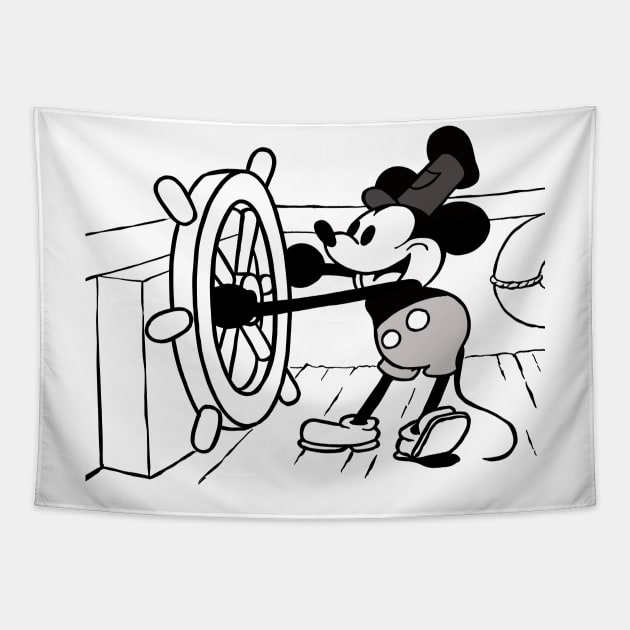 Mickey at the Helm - Steamboat Willie Tribute Tapestry by Helgar