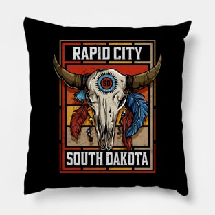 Rapid City South Dakota Native American Bison Skull Pillow