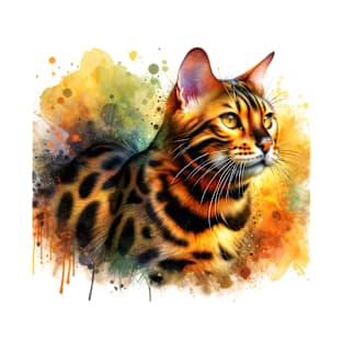 Cat Bengal - Watercolor Cat T-Shirt