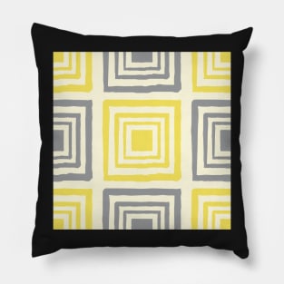 seamless repeating pattern with square shapes in yellow and grey on cream background Pillow