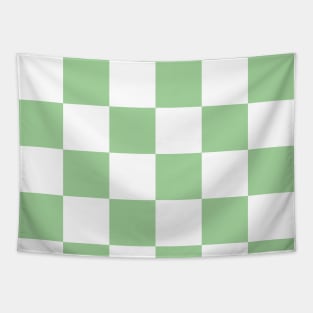 Mid green and white checkerboard print Tapestry