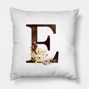 Floral Monogram E Lovely Autumn Foliage Pillow