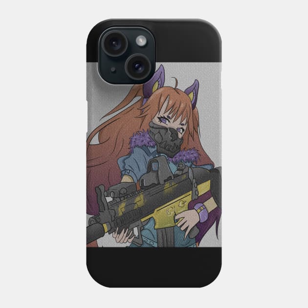 Anime gilr with gun Phone Case by Impie