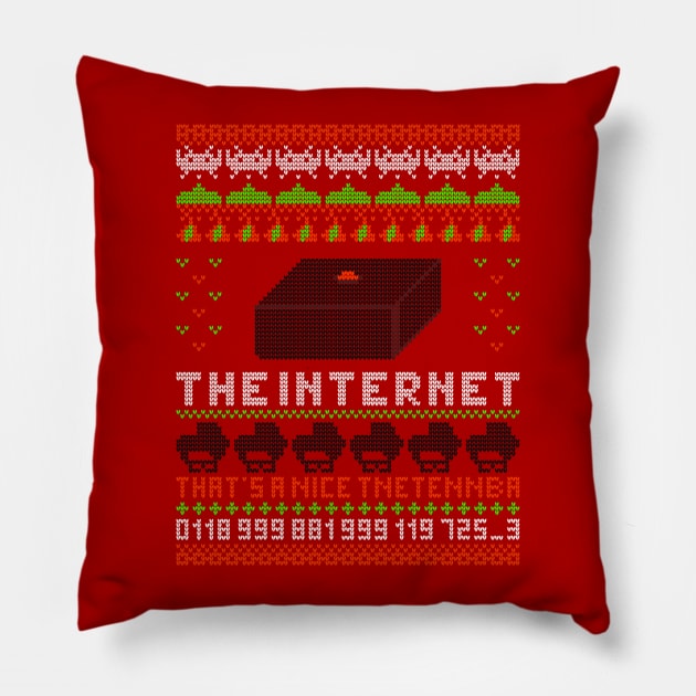 Great Reception Ugly Christmas Sweater Pillow by maped