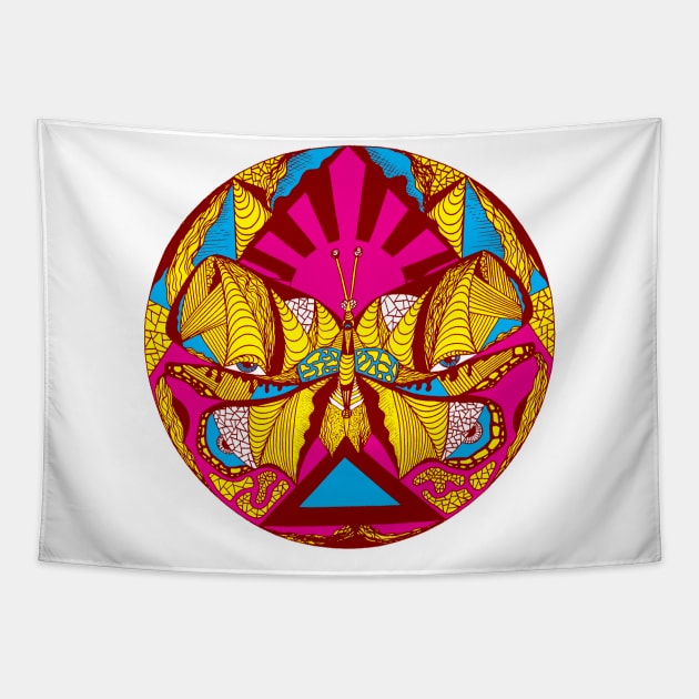 Miami Vice Sunrise Abstract Butterfly Tapestry by kenallouis