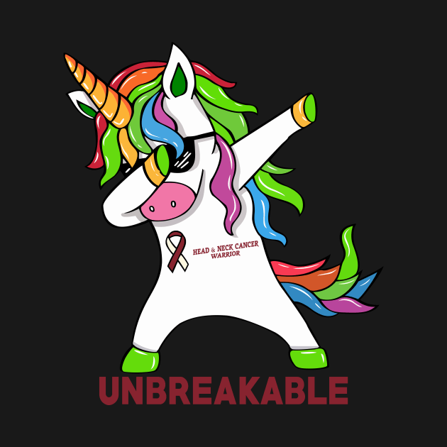 Head & Neck Cancer Awareness Unicorn Warrior Unbreakable by mateobarkley67