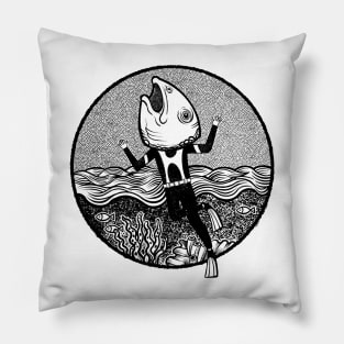 Fish Head Sea Diver Pillow