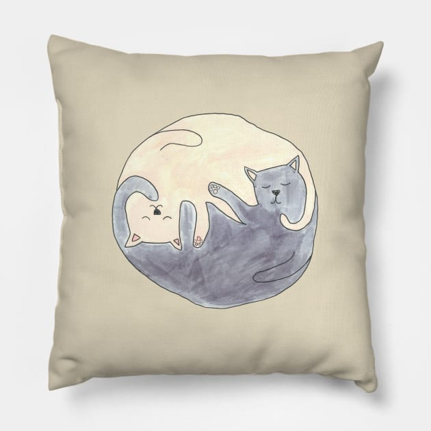 Sleeping Cats Pillow by DoodlesAndStuff