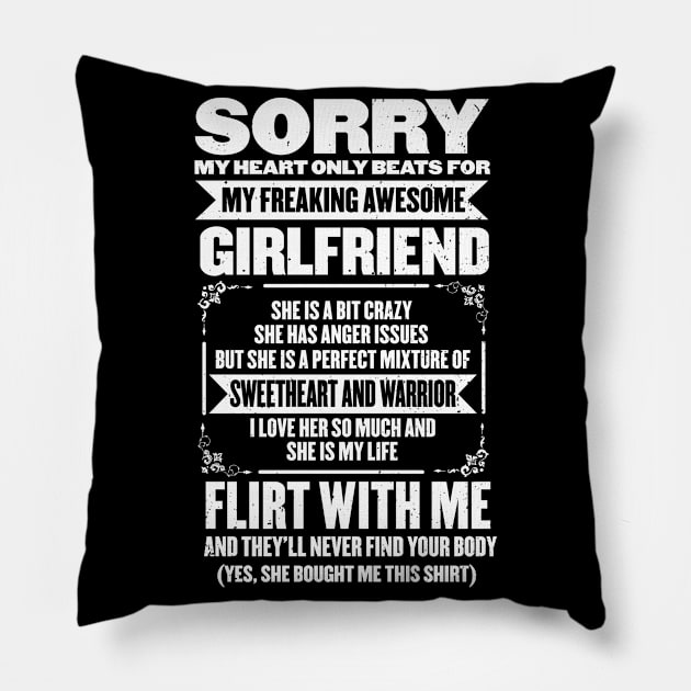 Sorry My Heart Only Beats Awesome Girlfriend Pillow by swissles