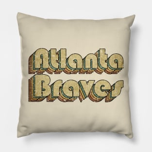 Atlanta Braves // Vintage Rainbow Typography Style // 70s Pillow