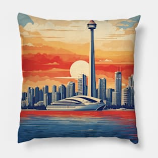 Toronto Canada Sunset Vintage Retro Tourism Pillow