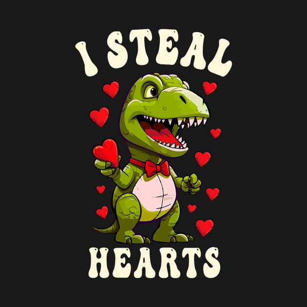 Boys Valentines Day Dinosaur I Steal Hearts Men Love T Rex by Neldy