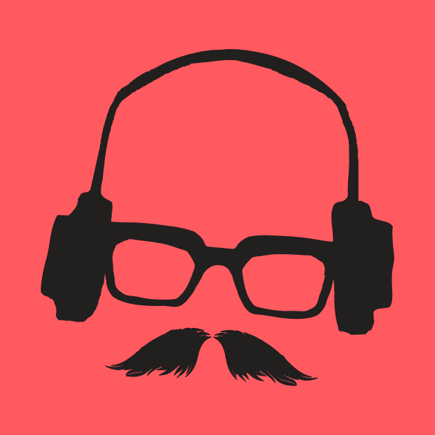 Hipster Face Man Portrait Cool Mustache Glasses Music Headphones by ddtk