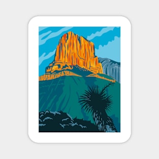 Guadalupe Mountains National Park with El Capitan Peak Texas United States WPA Poster Art Color Magnet