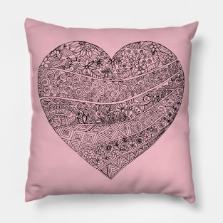 Doodles in Love shape - Hand art Pillow