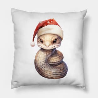 Western Diamondback Rattlesnake in Santa Hat Pillow