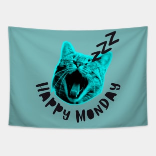 Happy Monday Sleepy Cat Tapestry