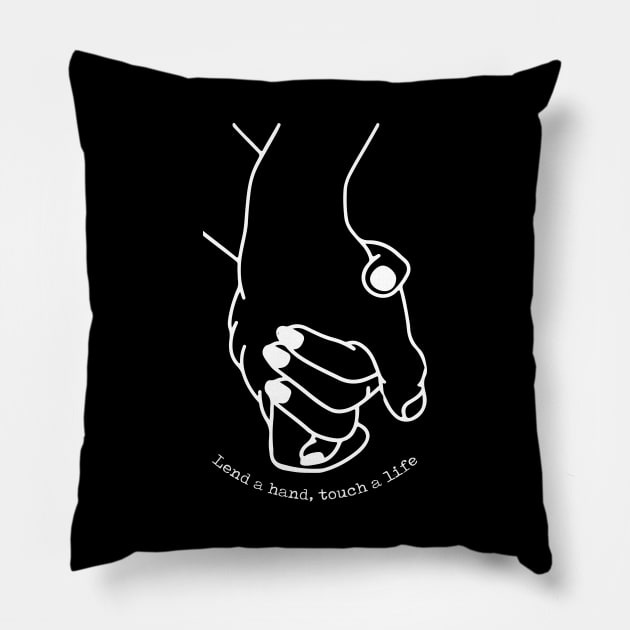 'Lend a Hand Touch a Life' Food and Water Relief Shirt Pillow by ourwackyhome