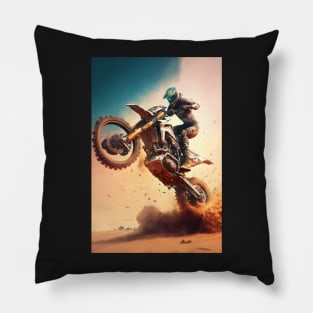 Dirt bike stunt lift cgi style Pillow