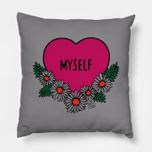 Myself Love Heart Daisies Pillow