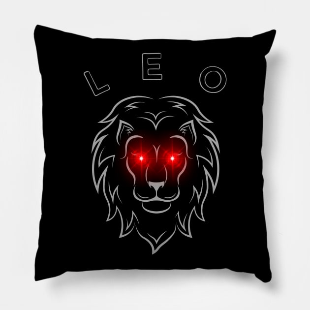 Leo | Evil Red Eyed Lion Pillow by MysticZodiac