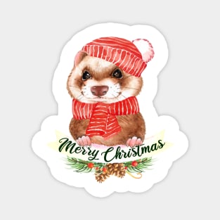 Merry Christmas Ferret Magnet