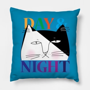 Day & Night tuxedo cat Pillow