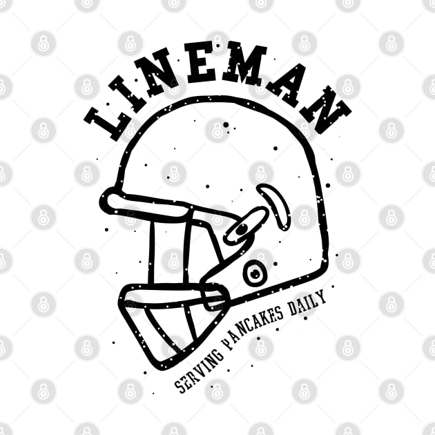 lineman serving pancakes daily foot ball helmet by A Comic Wizard
