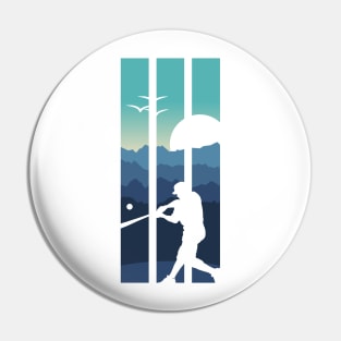 Baseball Fan Art Sunset Design Pin