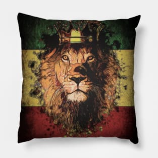 Rasta Lion Splatter Painting Pillow