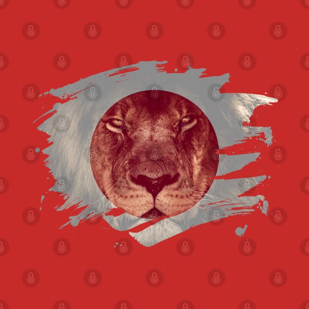 Japan Flag & African Lion Picture - Japanese Pride Design by Family Heritage Gifts