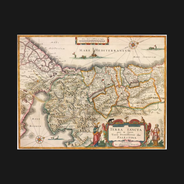 Antique Map of the Holy Land by Willem Janszoon Blaeu, 1629 by MasterpieceCafe