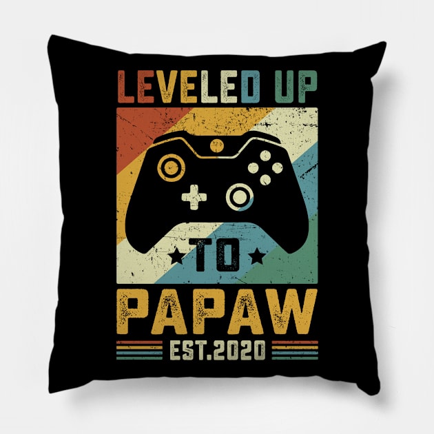 Vintage Leveled Up To Papaw Est.2020 Pillow by wendieblackshear06515