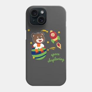 Space bear or astronaut in a space suit with cartoon style Phone Case