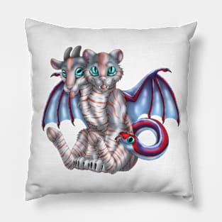 Chimera Cubs: Red on Blue Tabby Pillow