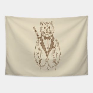 Ninja Business Wolf Tapestry