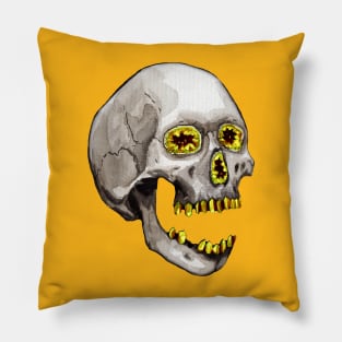 Citrine Geode Crystal Skull Pillow