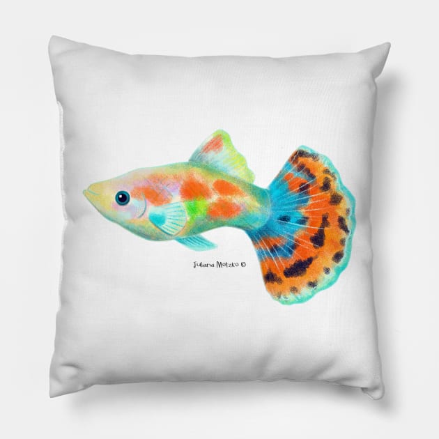 Mosaic Guppy Fish Pillow by julianamotzko