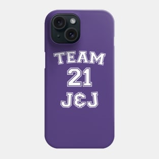 Vaccine pride: Team J&J (white college jersey typeface) Phone Case