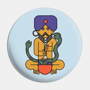 El Fakir - Retro Snake Charmer Illustration Design Pin