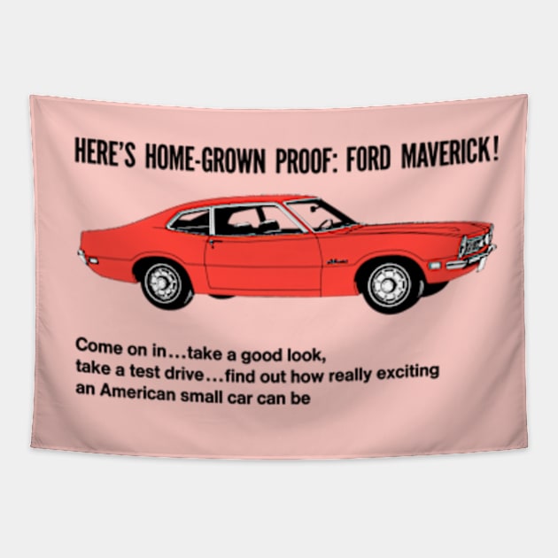 FORD MAVERICK - dealer ad Tapestry by Throwback Motors