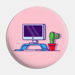 Workspace Cartoon Illustration Pin