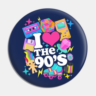 I Love The 90's Retro 90s Costume Pin