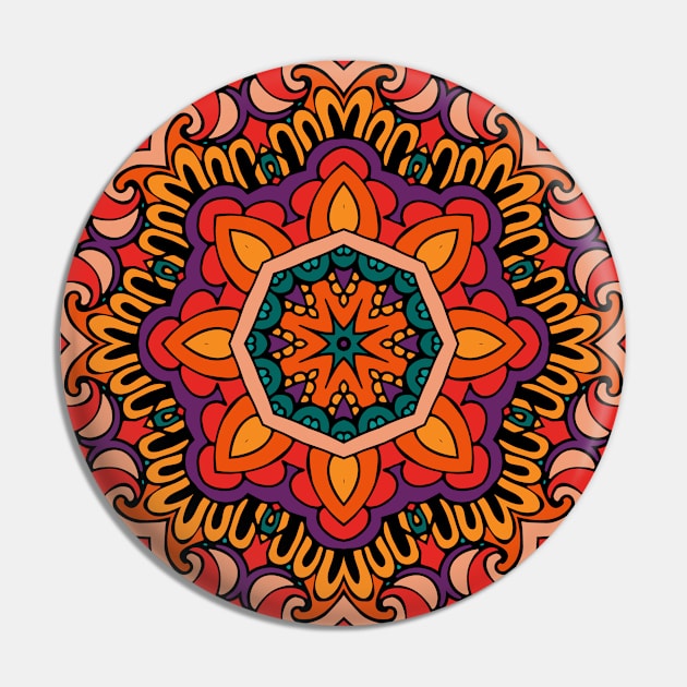 Colorful Oriental Rug Mandala Boho Pattern Pin by jodotodesign