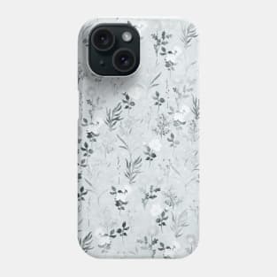 Gray Flowers Botanical Painting Phone Case