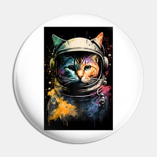 Astronaut Cat in Space Painting Pin