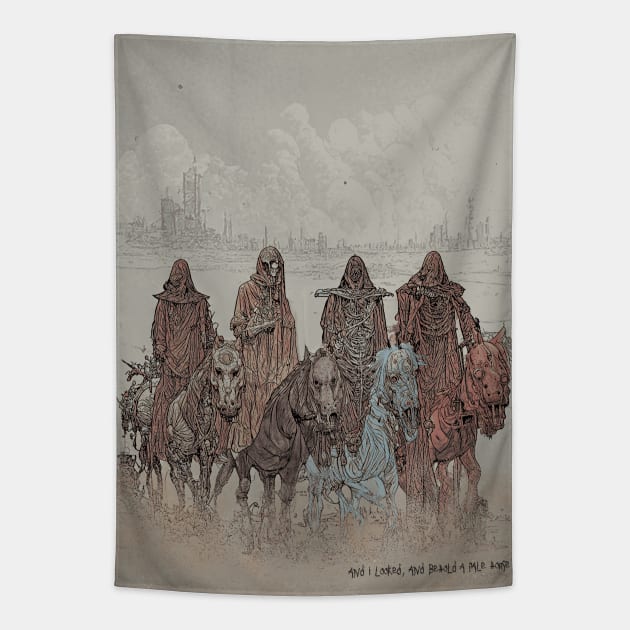 And I looked, and behold a pale horse Tapestry by TeeLabs