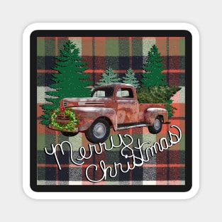 Christmas Red Truck Tree Vintage Traditional Merry Christmas Gifts Magnet