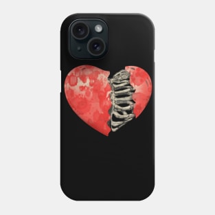 Skeleton rib heart, Broken, heart, watercolor design rib heart Phone Case