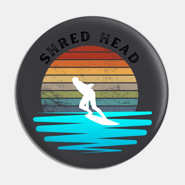 Retro Sunset with Surfer on the Ocean Waves Pin by FNRY
